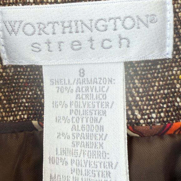 EUC Vintage Worthington Tweed Herringbone Brown Stripe Blazer - Picture 10 of 10